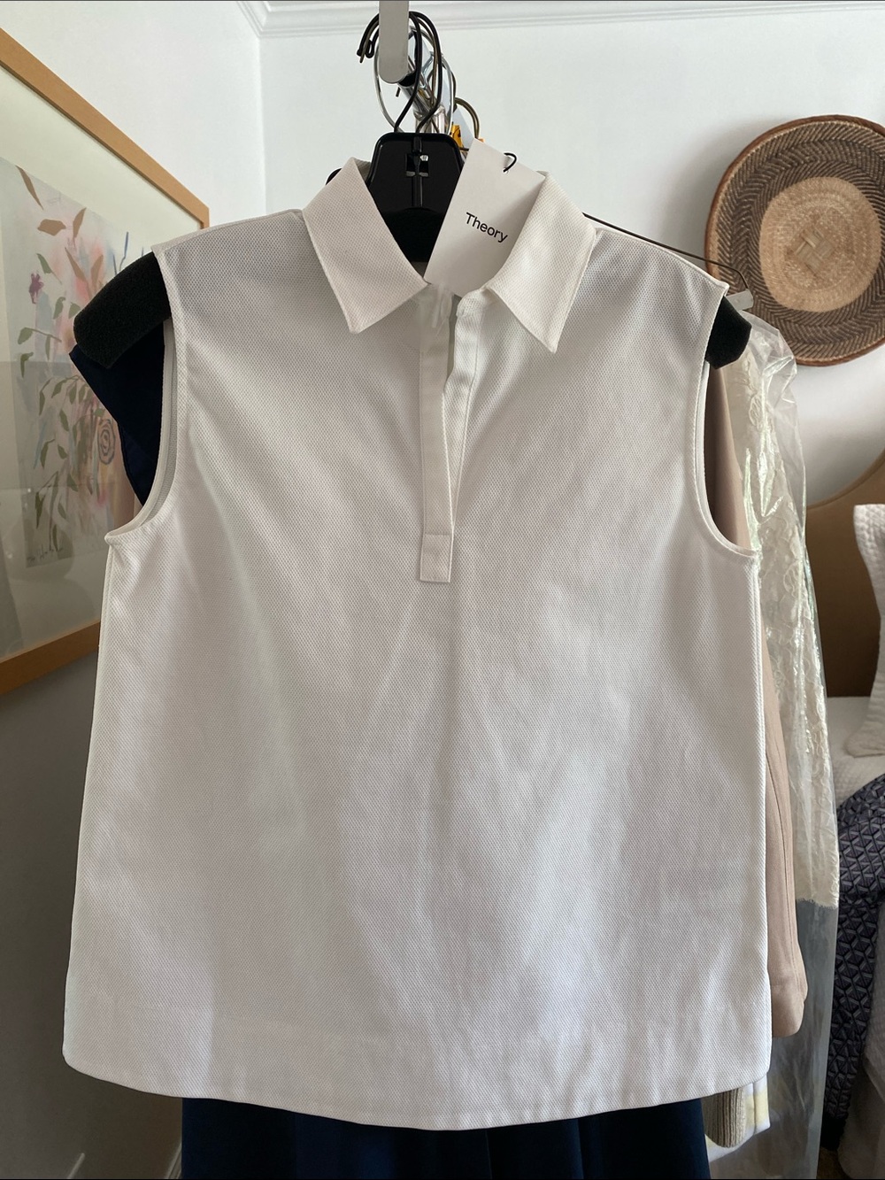 NWT Theory SL Polo Shell White Pique S/P